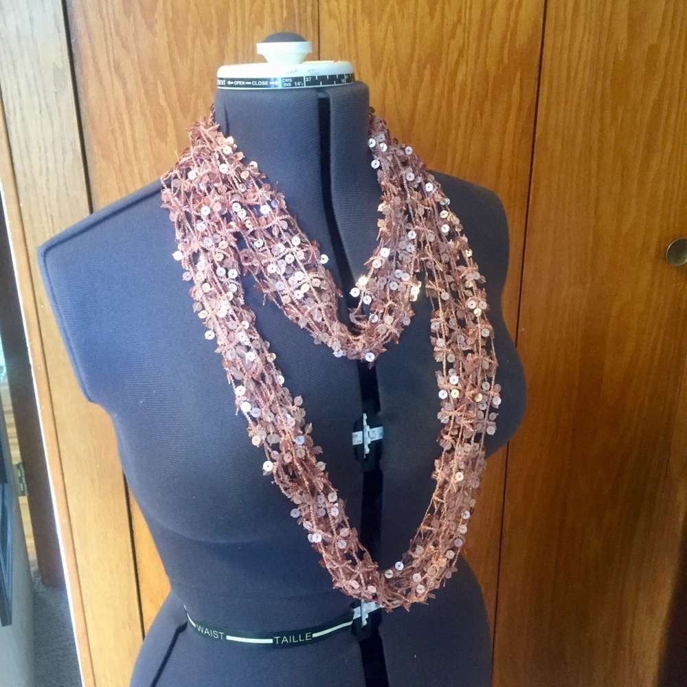 CANDIE’S Peach Sequined Infinity Scarf NWT